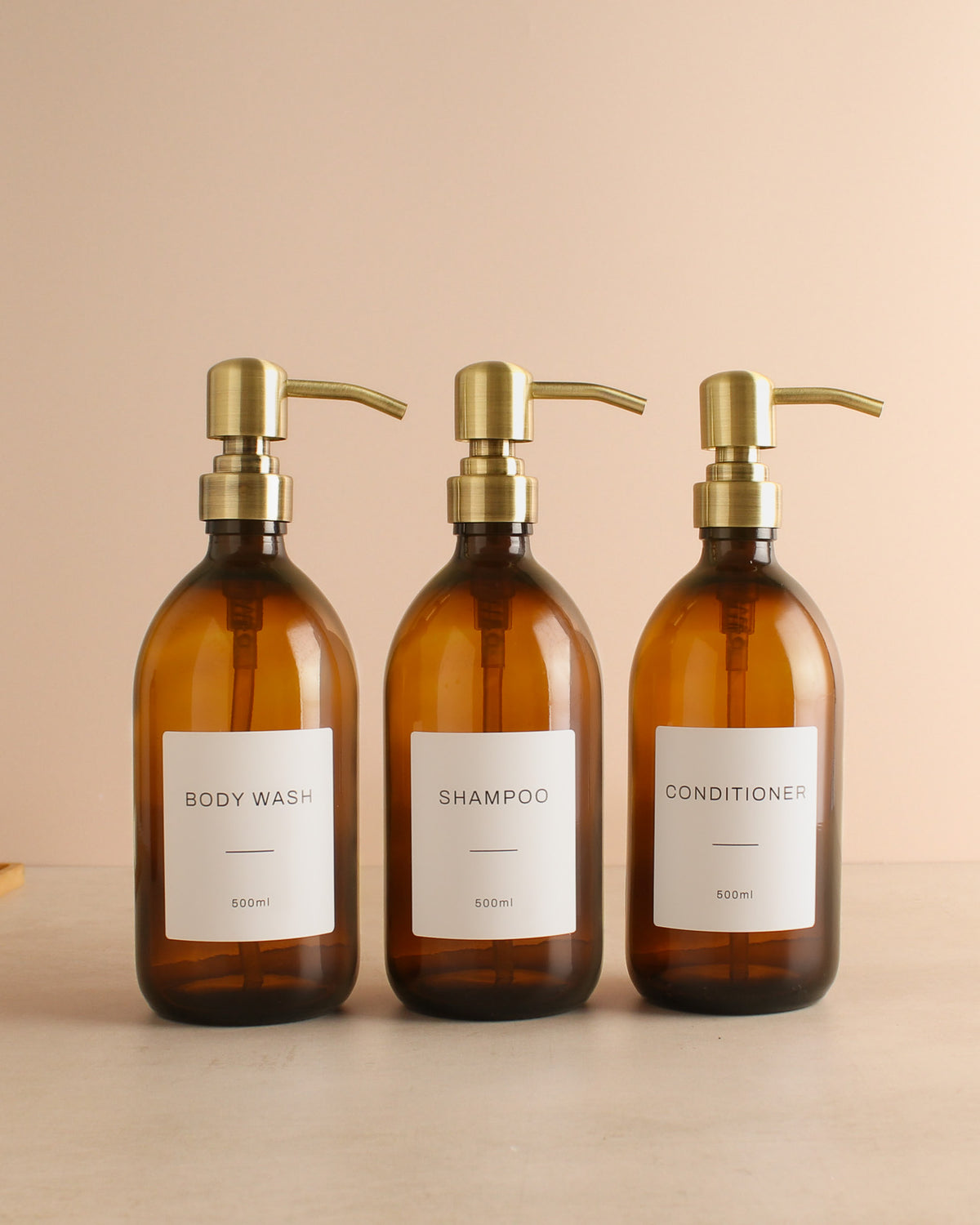 Amber Glass Dispenser Sets