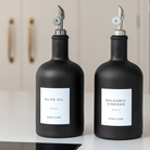 Olive Oil & Balsamic Vinegar Set - Matte Black Glass Tall Neck Bottle - Namie Home