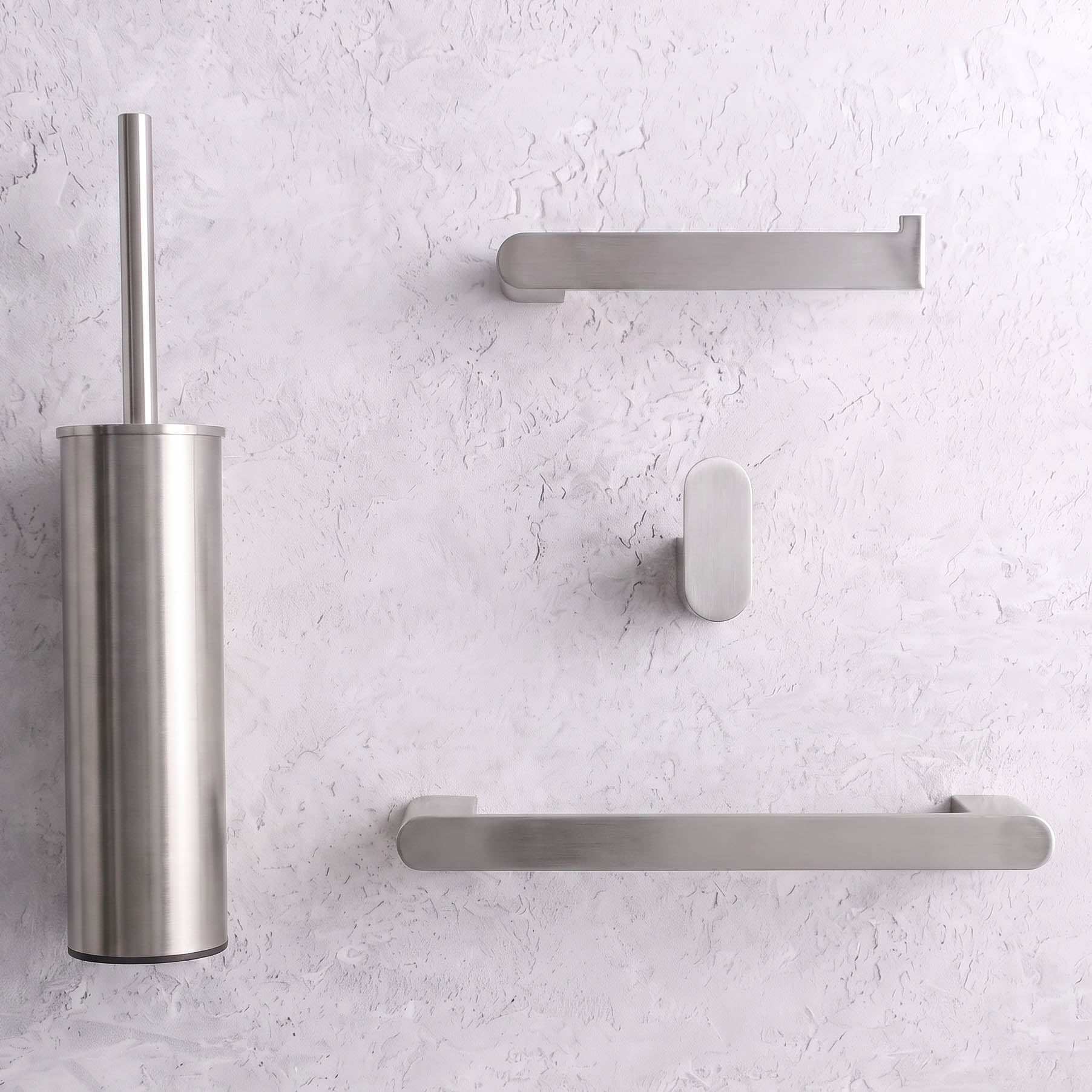 Brushed Silver 4-Piece Bathroom Set