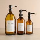 Labelled Amber Glass Dispenser Bottle With Black/Copper Pump - Namie Home