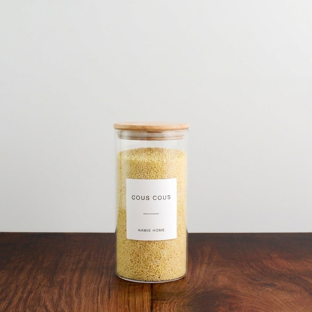 Pantry Storage Jar Set - Bamboo Lids - White Labels - lifestyle