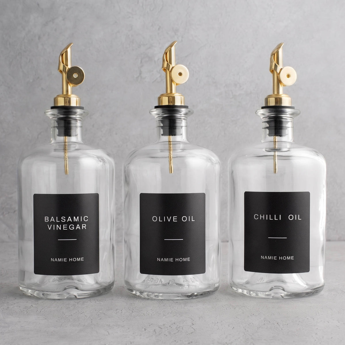 Clear Glass Oil & Vinegar Set of 3