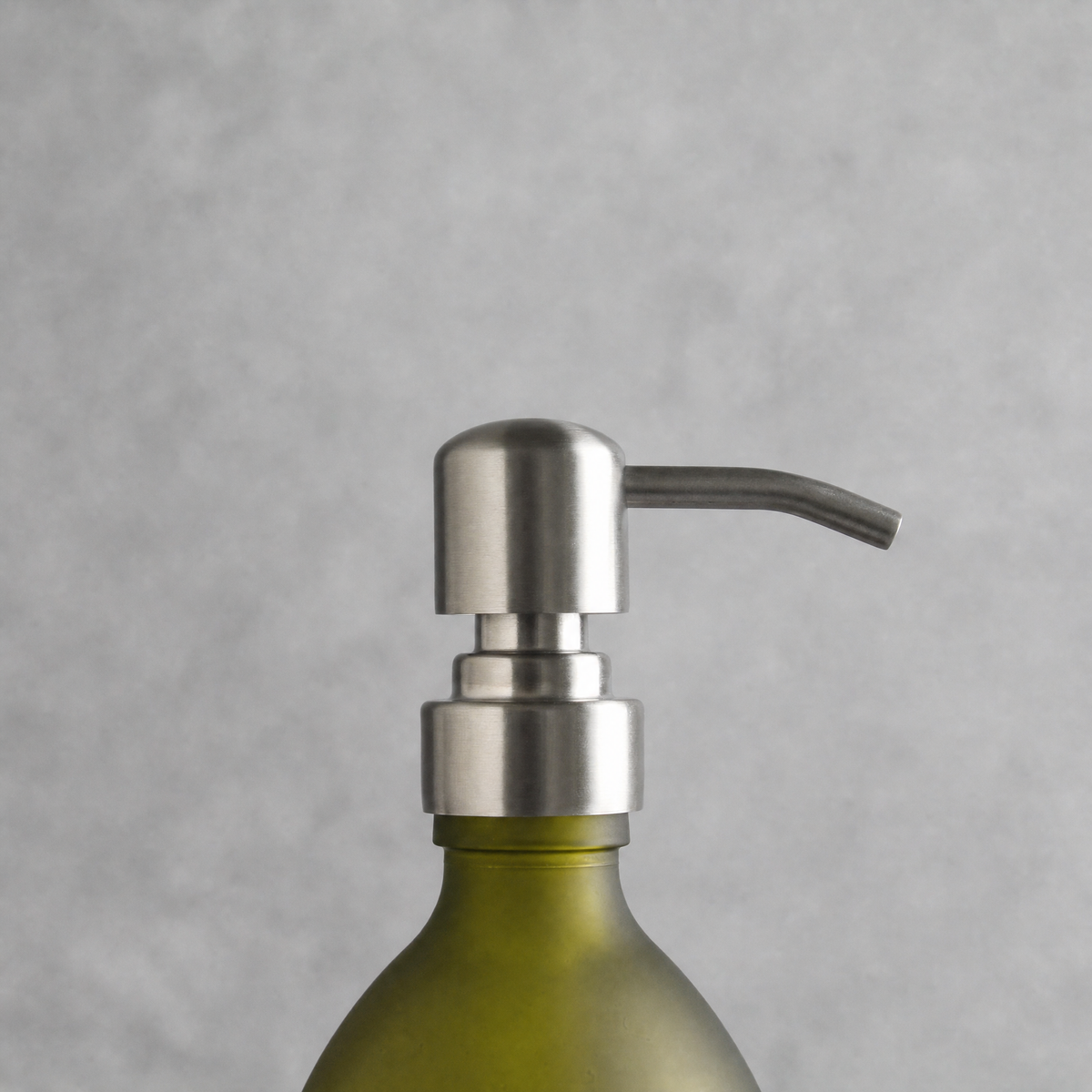 Black Wall Bracket & Frosted Green Glass Dispenser Set, Silver pump
