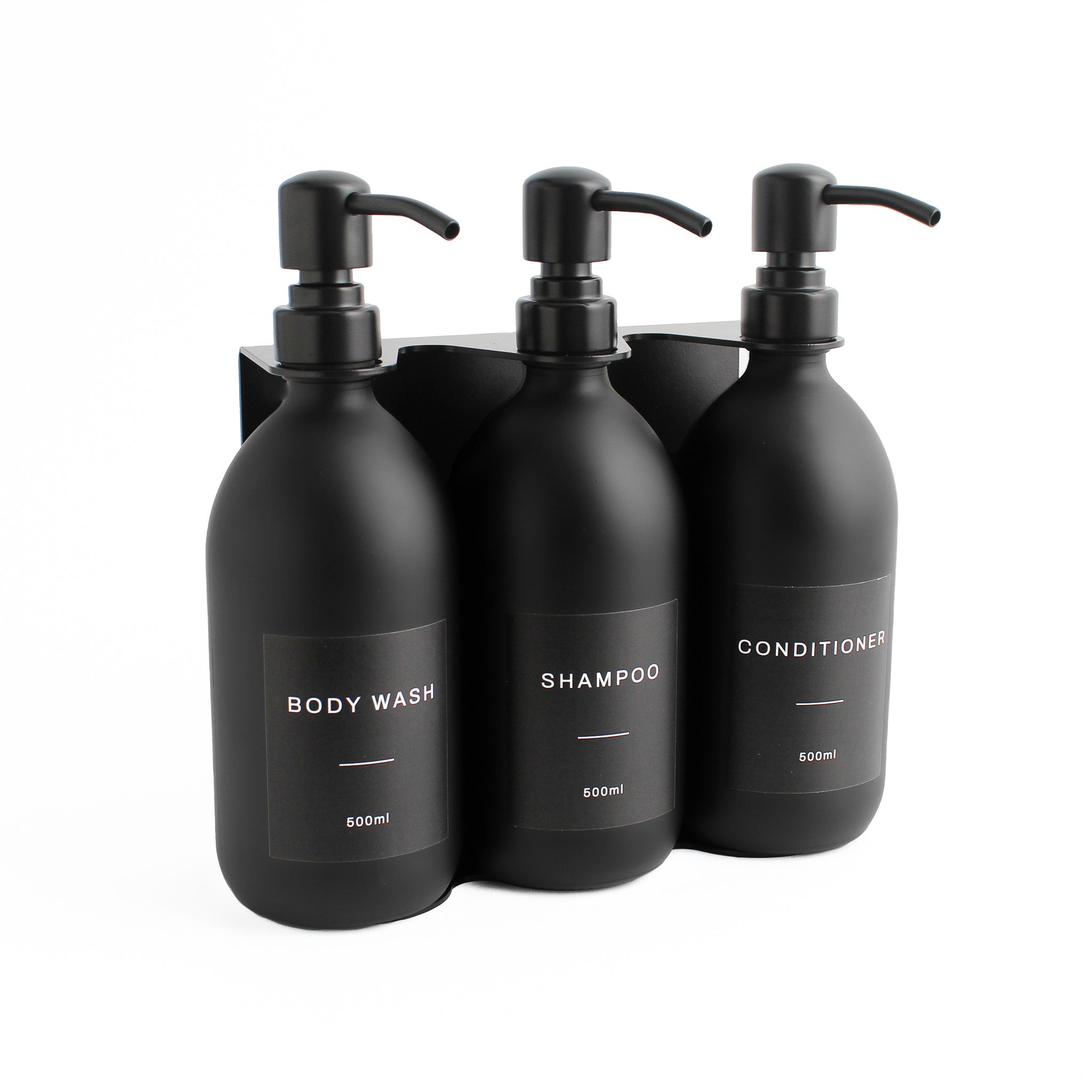 Body Wash, Shampoo & Conditioner Matte Black Glass Set - Namie Home