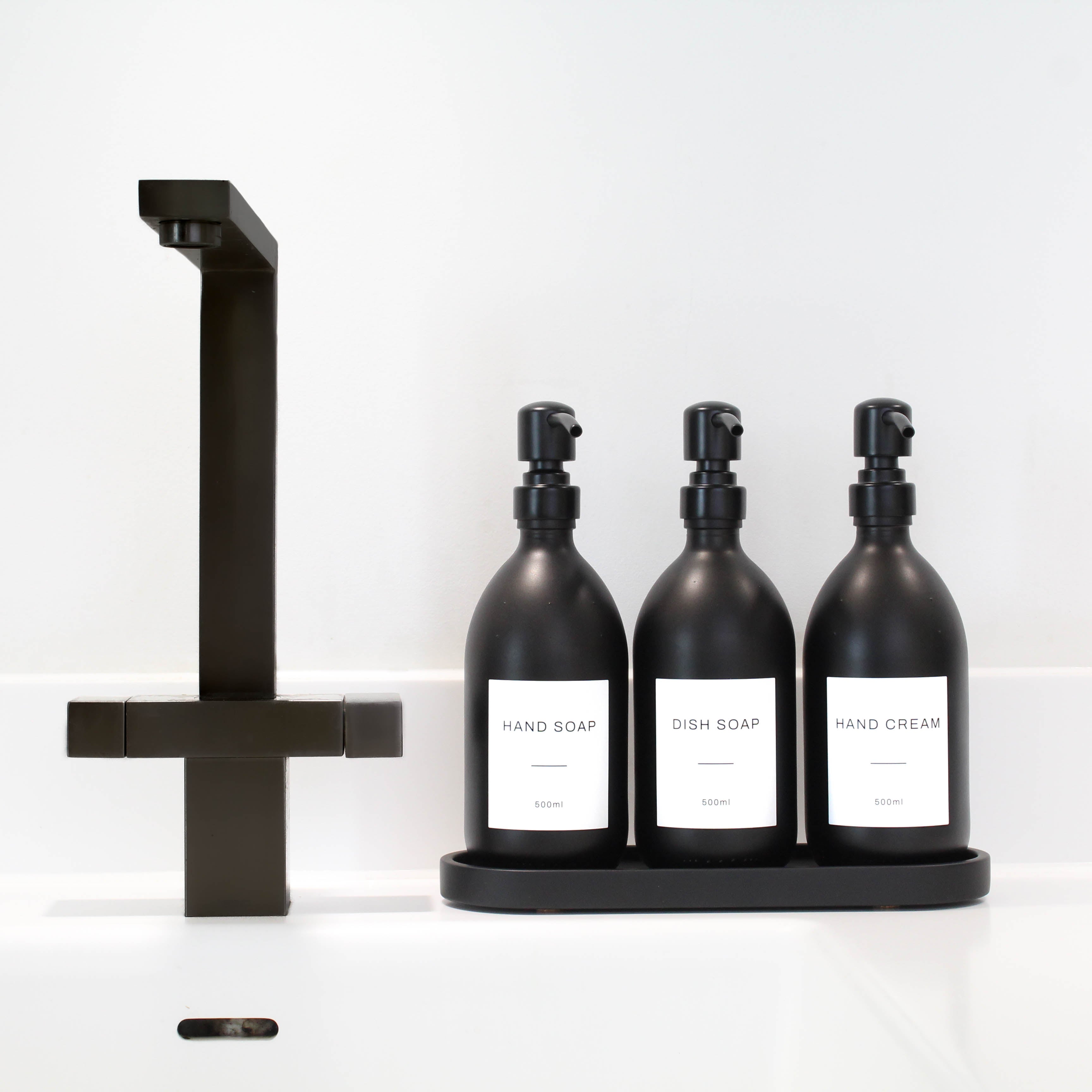Black Concrete Stone Triple Tray - Namie Home