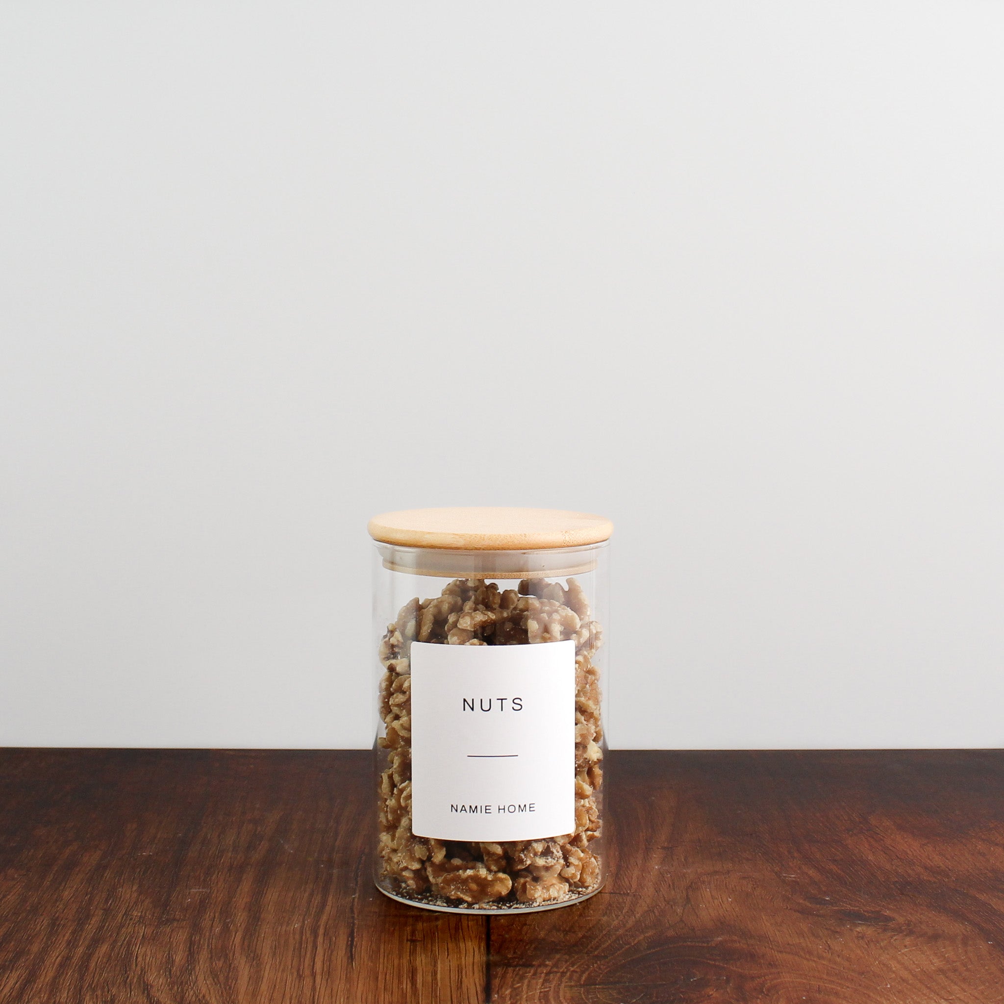 Pantry Storage Jar Set With Bamboo Lids - White Labels