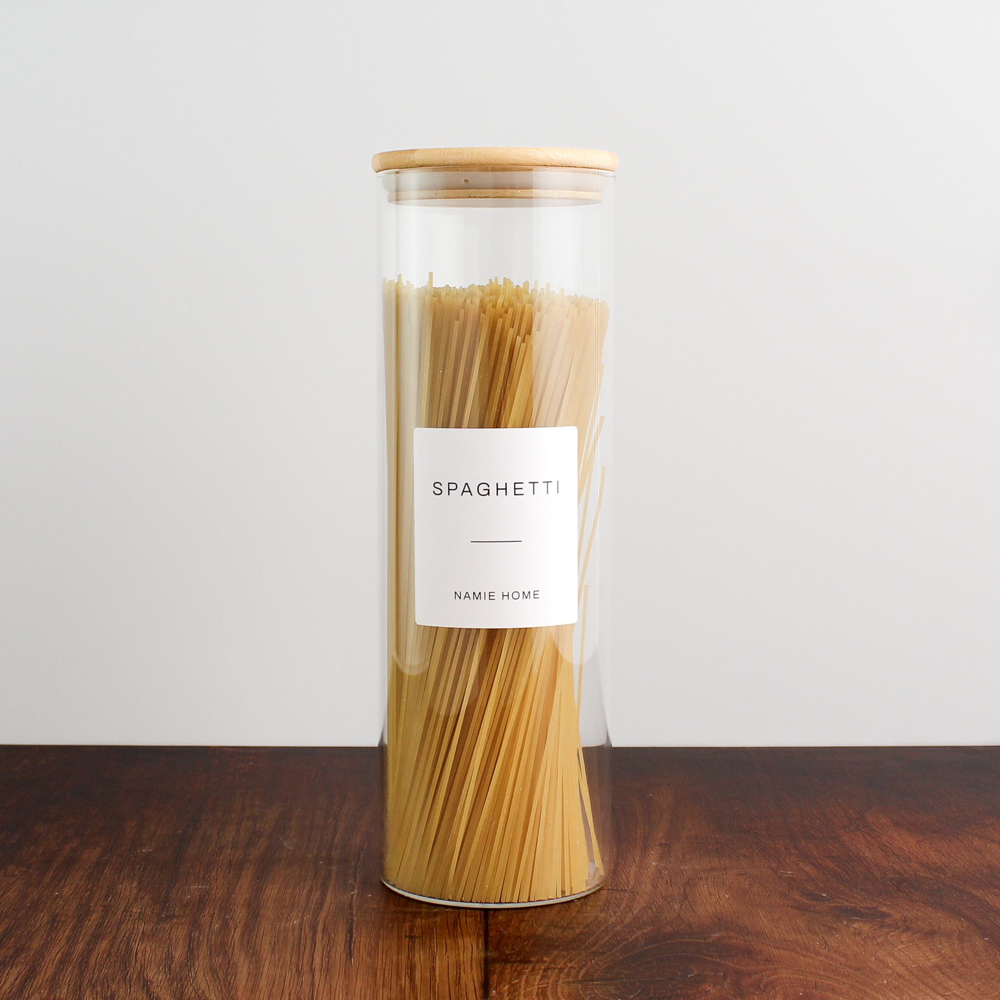 Pantry Storage Jar Set With Bamboo Lids - White Labels