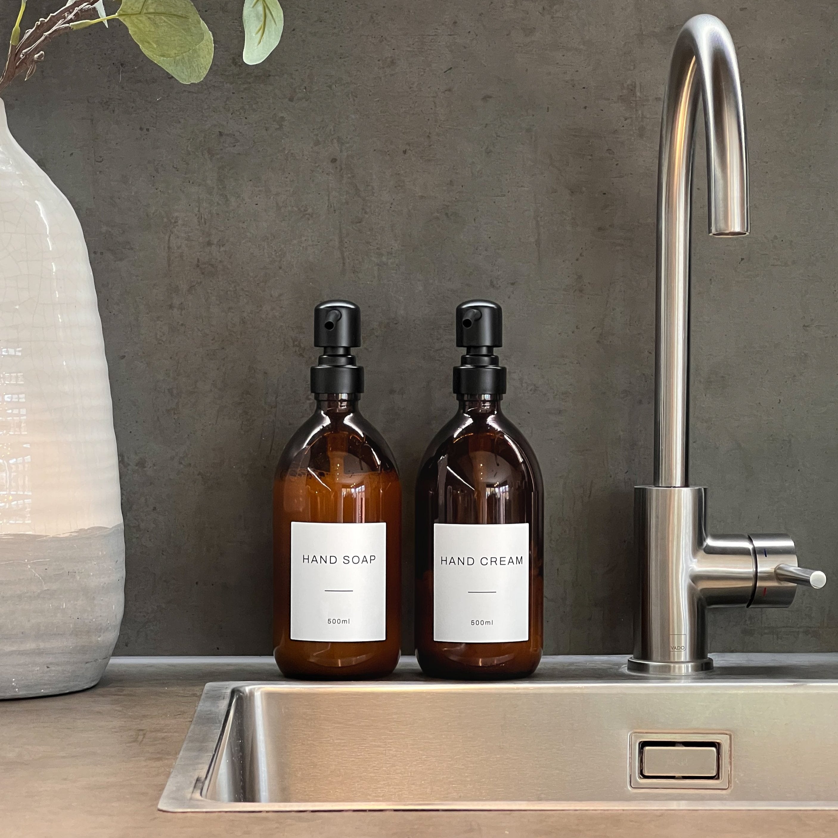 Hand Soap & Hand Cream Amber Glass Set - Namie Home