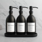 Black Tray & Matte Black Dispenser Triple Set - Namie Home