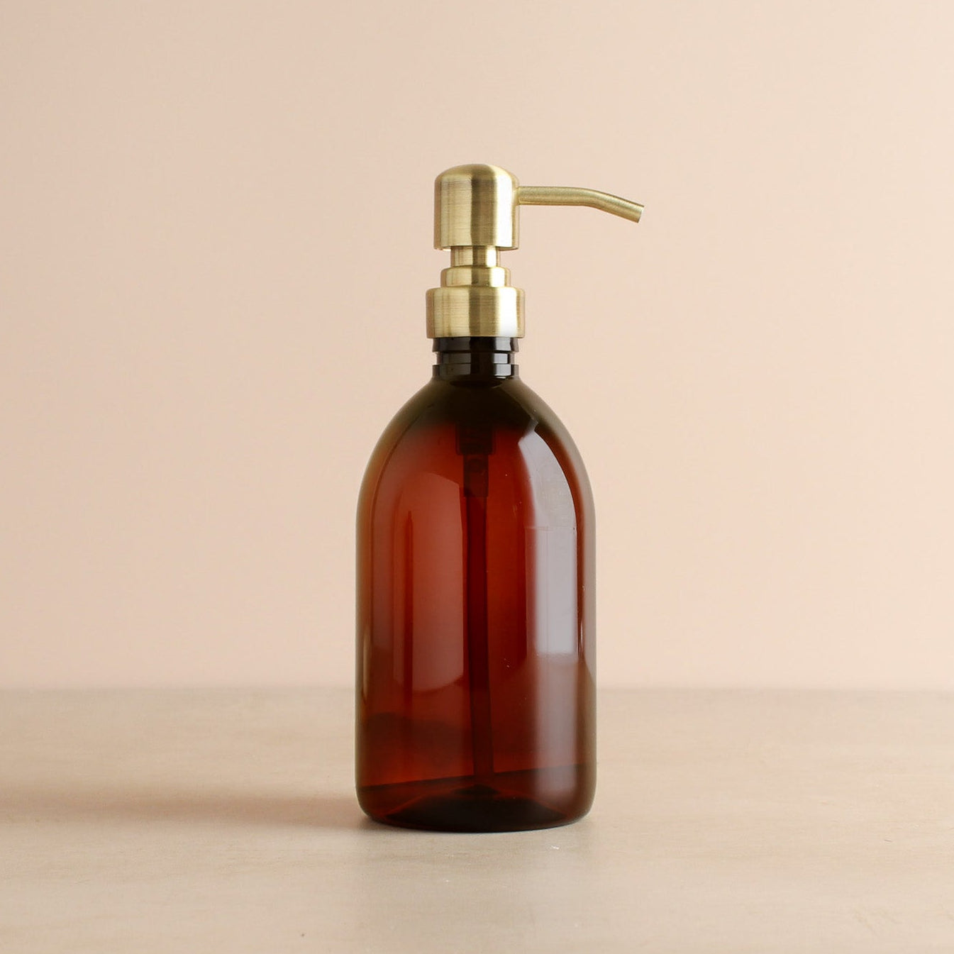 Amber Plastic Dispenser Bottle With Metal Gold Pump - Namie Home