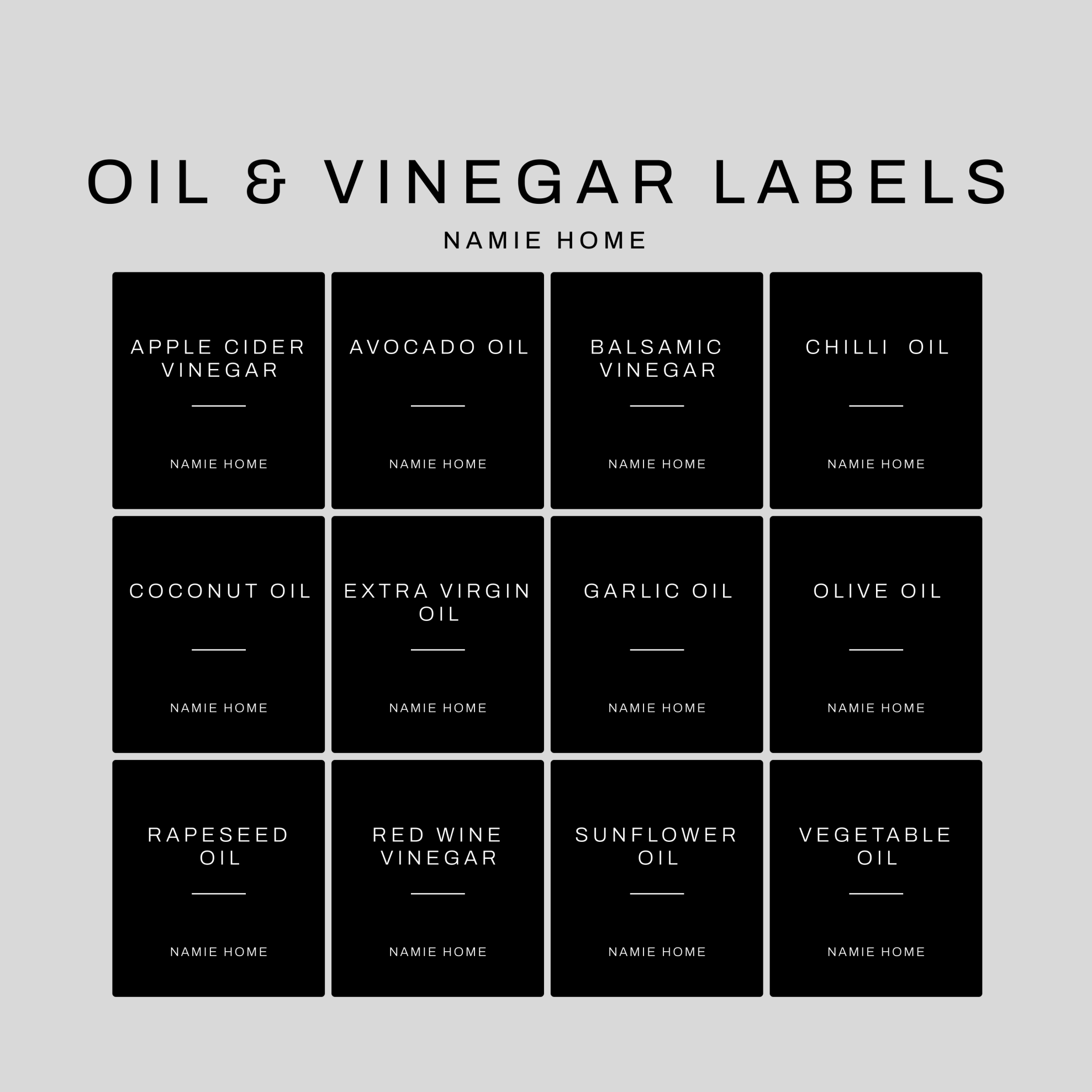 Black Oil Labels - Namie Home