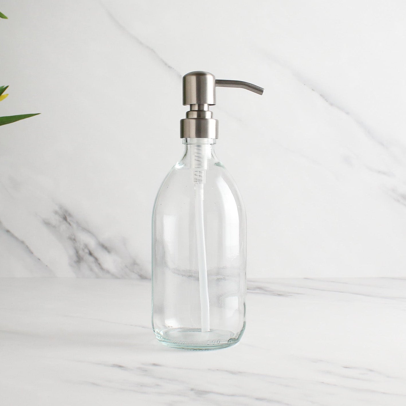 Clear Glass Dispenser Bottle With Silver Pump - Namie Home