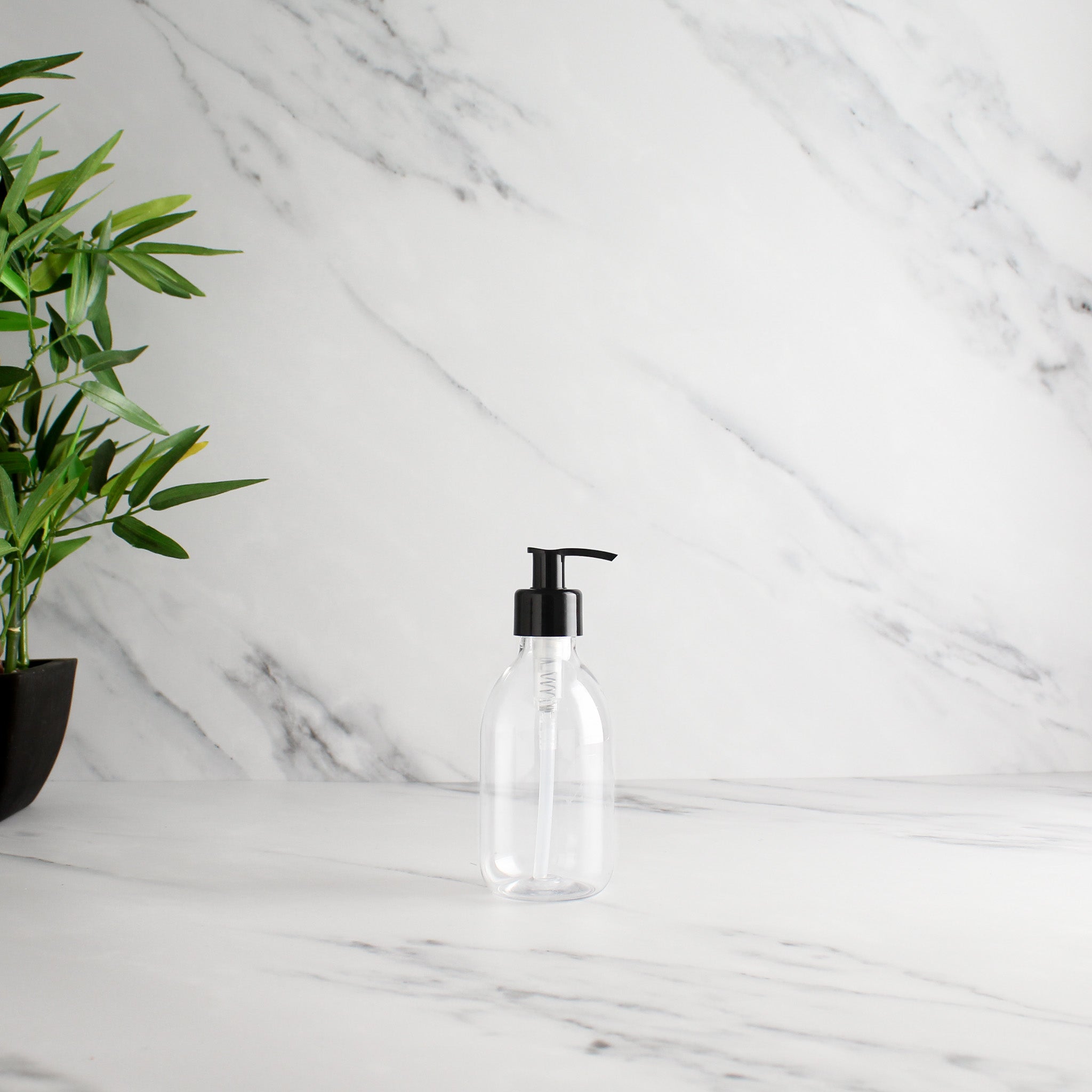 Clear Plastic Dispenser Bottle With Black Pump - Namie Home
