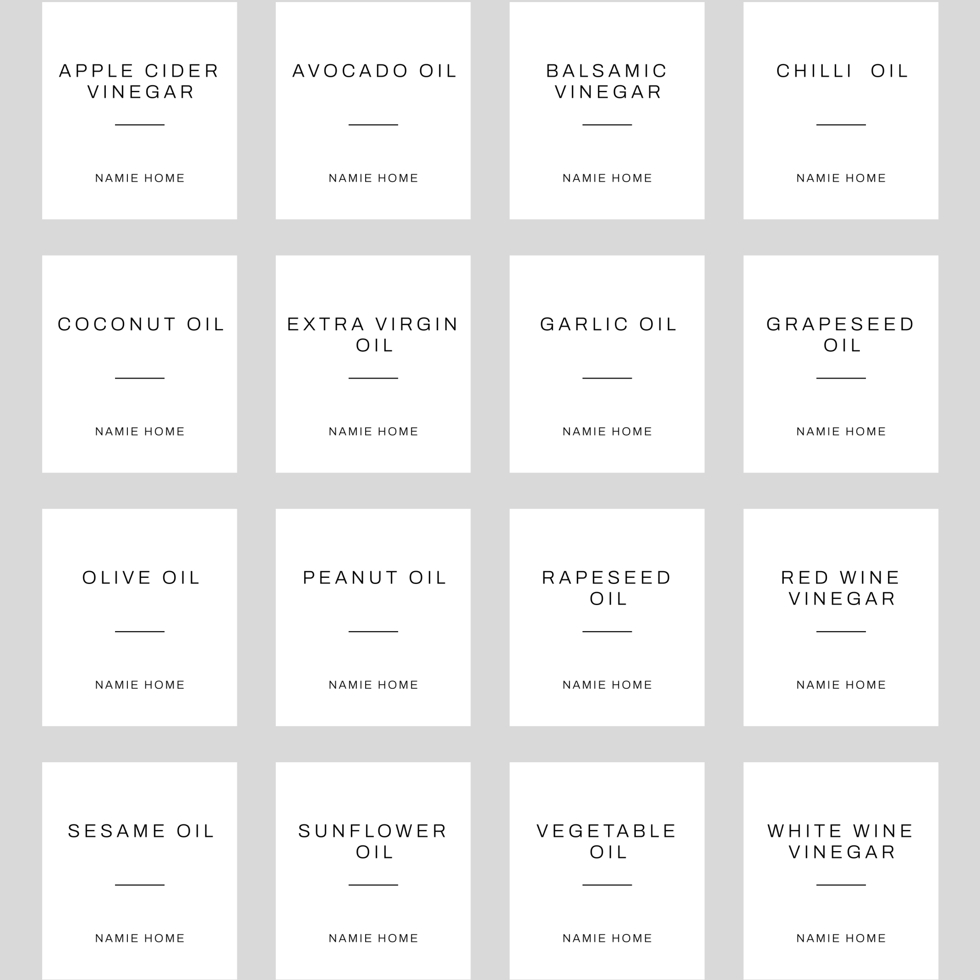 White Oil Labels - Namie Home