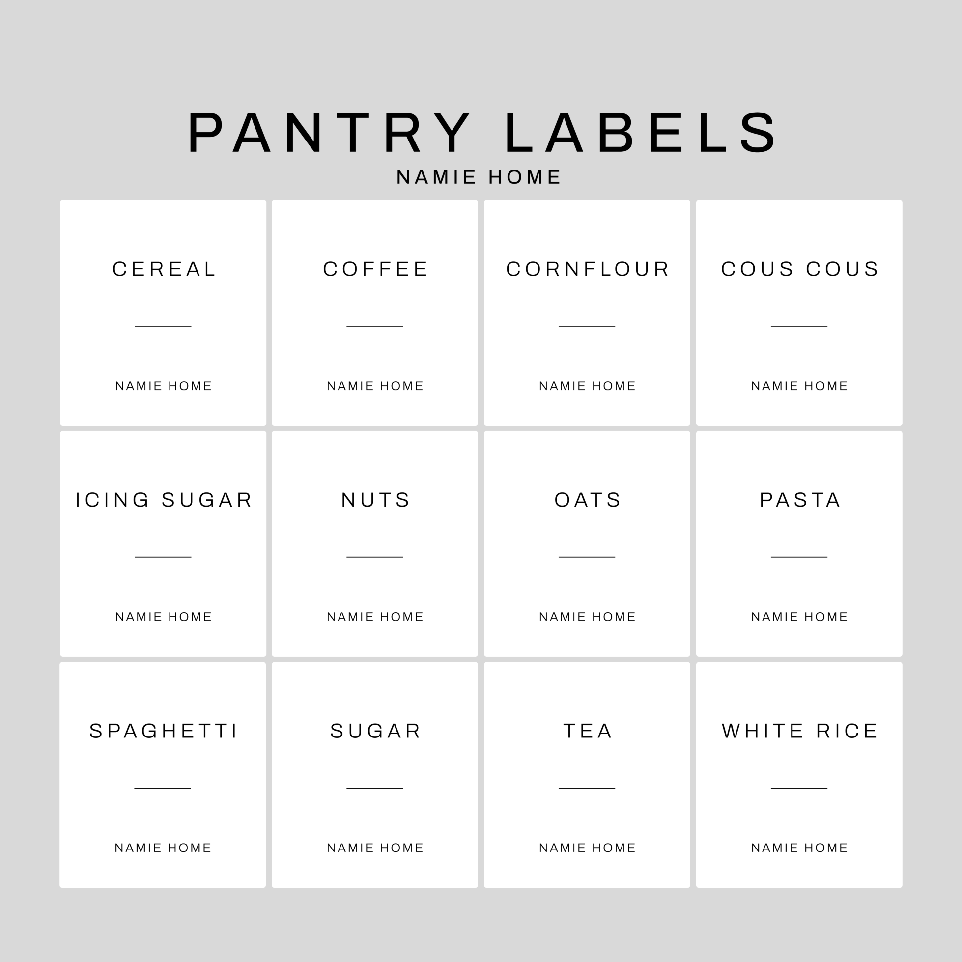 White Pantry Labels - Namie Home