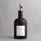 Matte Black Glass Tall Neck Oil Bottle With Label - silver lid