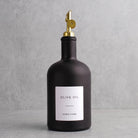 Matte Black Glass Tall Neck Oil Bottle With Label - gold lid