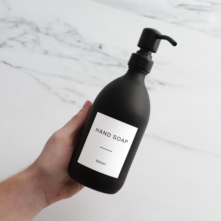 Hand Soap & Dish Soap Matte Black Glass Set