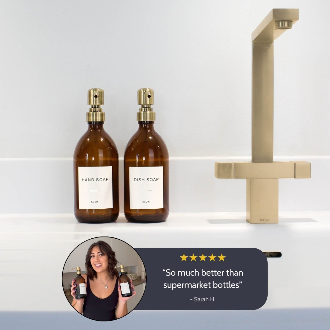 Hand Soap & Dish Soap Amber Glass Set - Namie Home