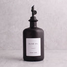 Matte Black Glass Oil Bottle With Label - black lid