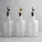 Frosted White Glass Tall Neck Oil Bottle With Label - Namie Home