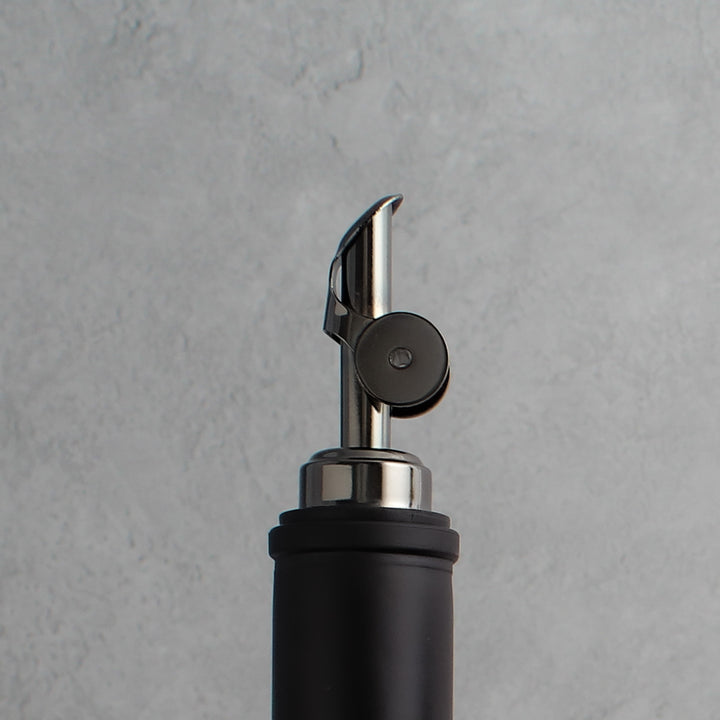 Matte Black Glass Tall Neck Oil Bottle With Label