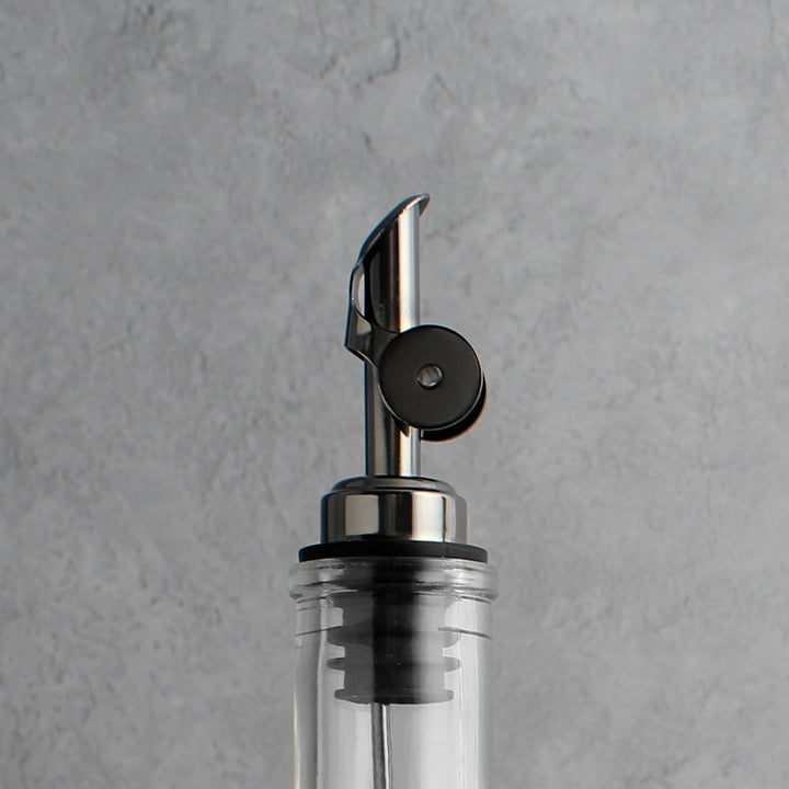 Clear Glass Tall Neck Oil Bottle With Label