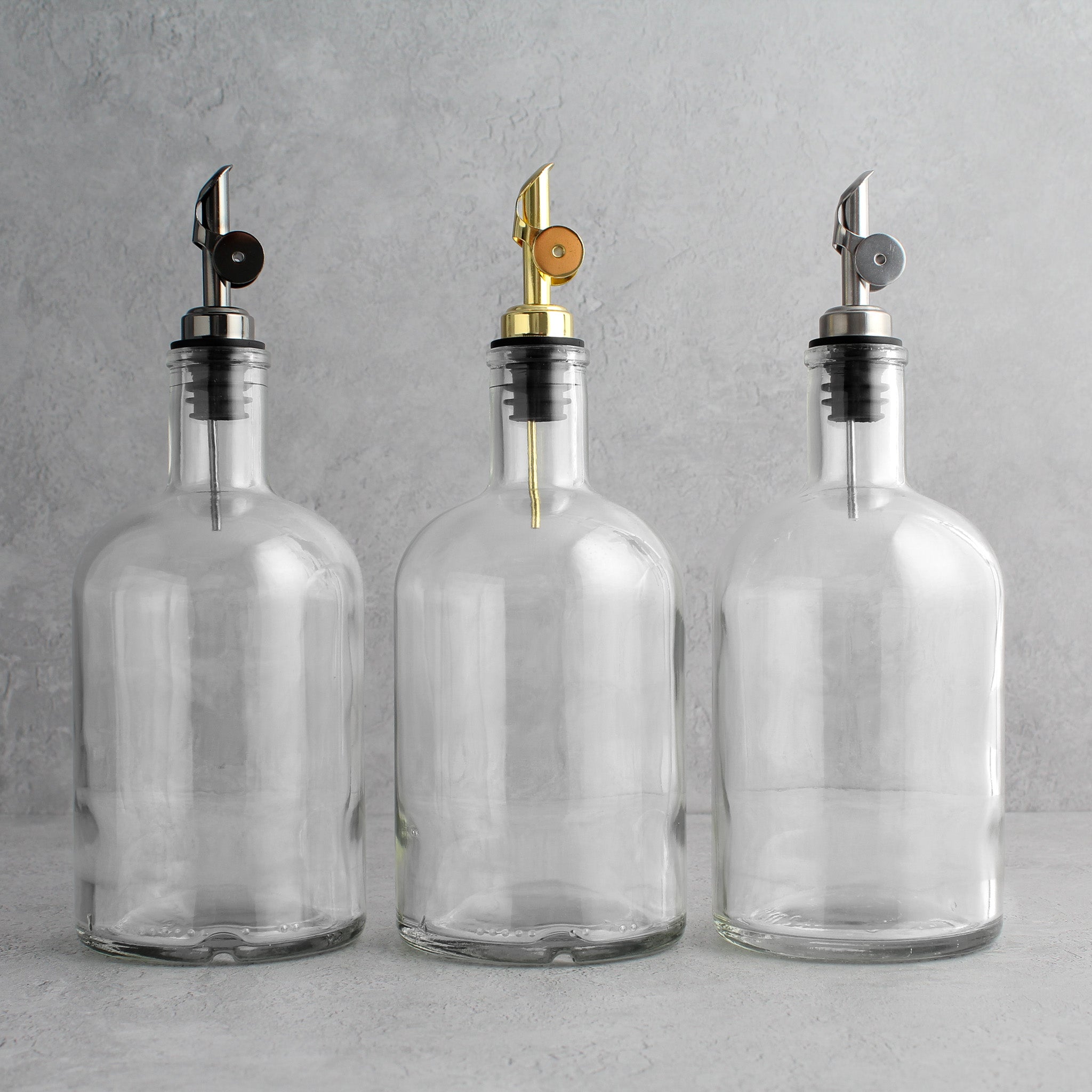 Clear Glass Tall Neck Oil Bottle With Label - Namie Home