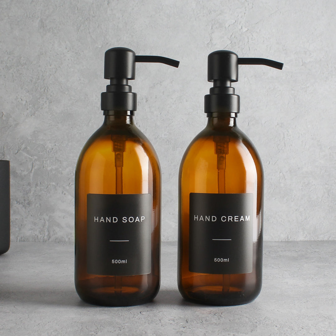 Hand Soap & Hand Cream Amber Glass Set