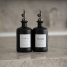 Matte Black Glass Oil Bottle With Label - Namie Home