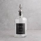 Clear Glass Oil Bottle With Label - silver lid