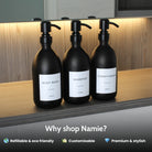 Body Wash, Shampoo & Conditioner Matte Black Glass Set - Namie Home