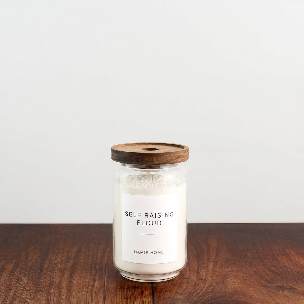 Pantry Storage Jar Set - Acacia Lids - White Labels - lifestyle