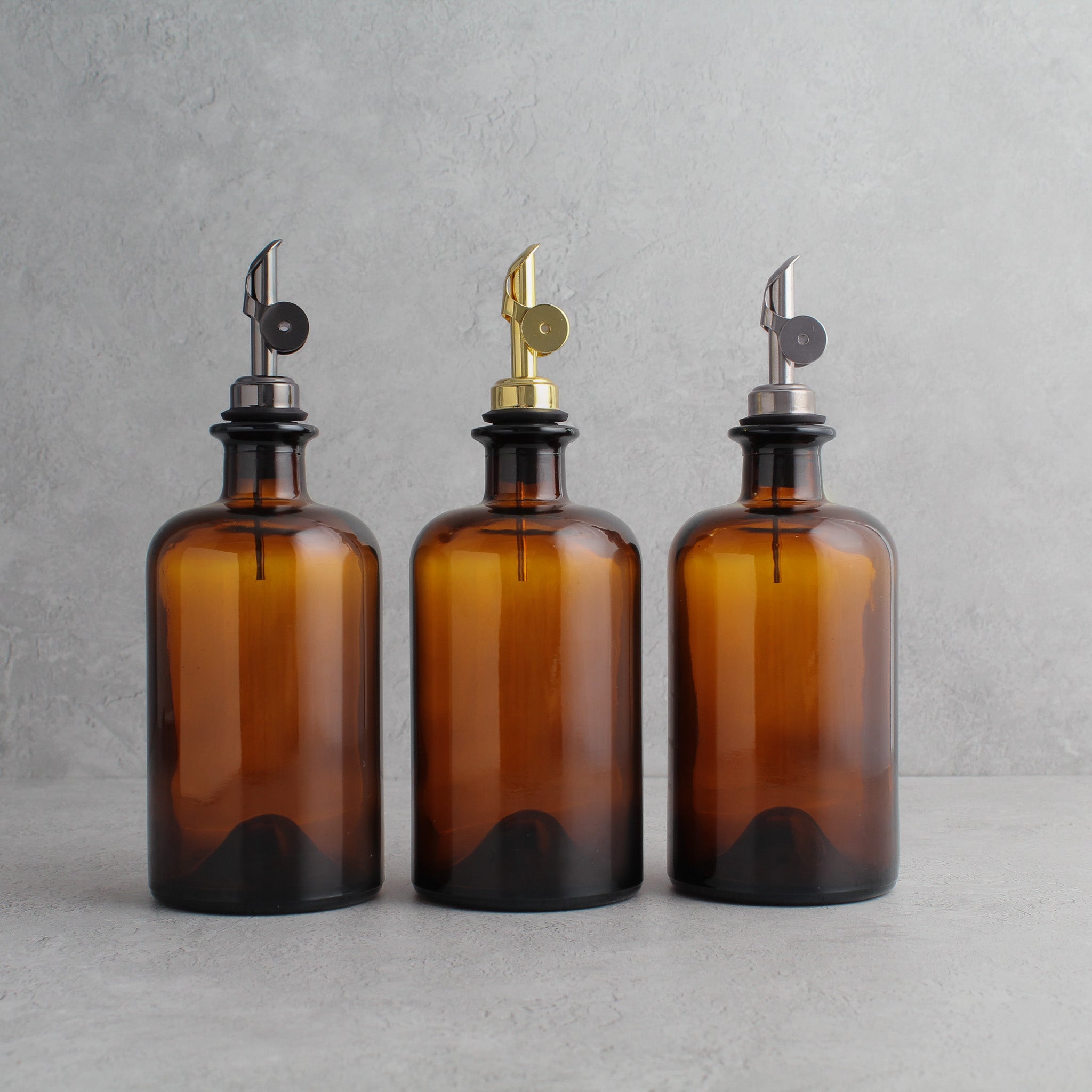 Amber Glass Oil Bottle With Label - Namie Home