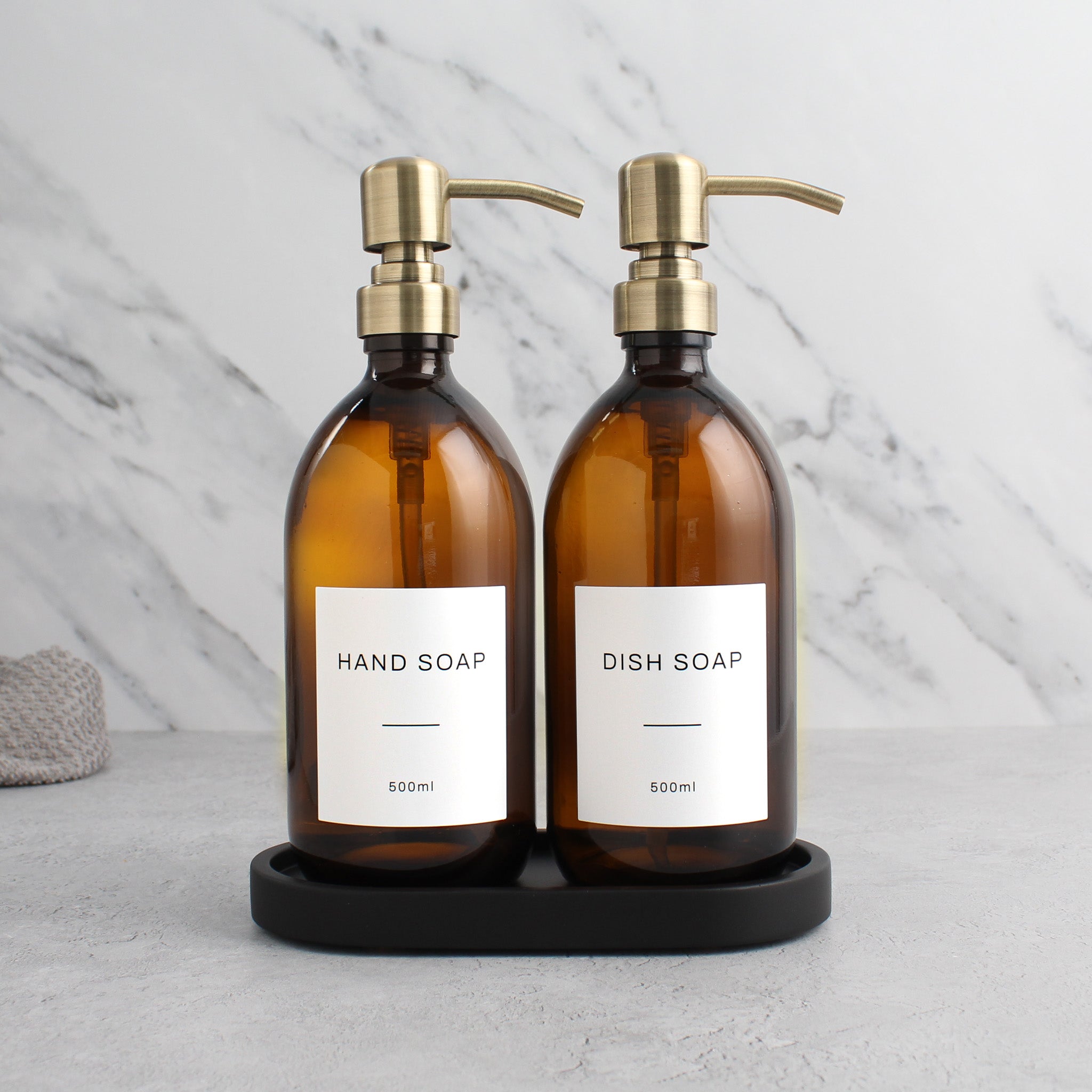 Hand Soap & Dish Soap Amber Glass Set - Namie Home