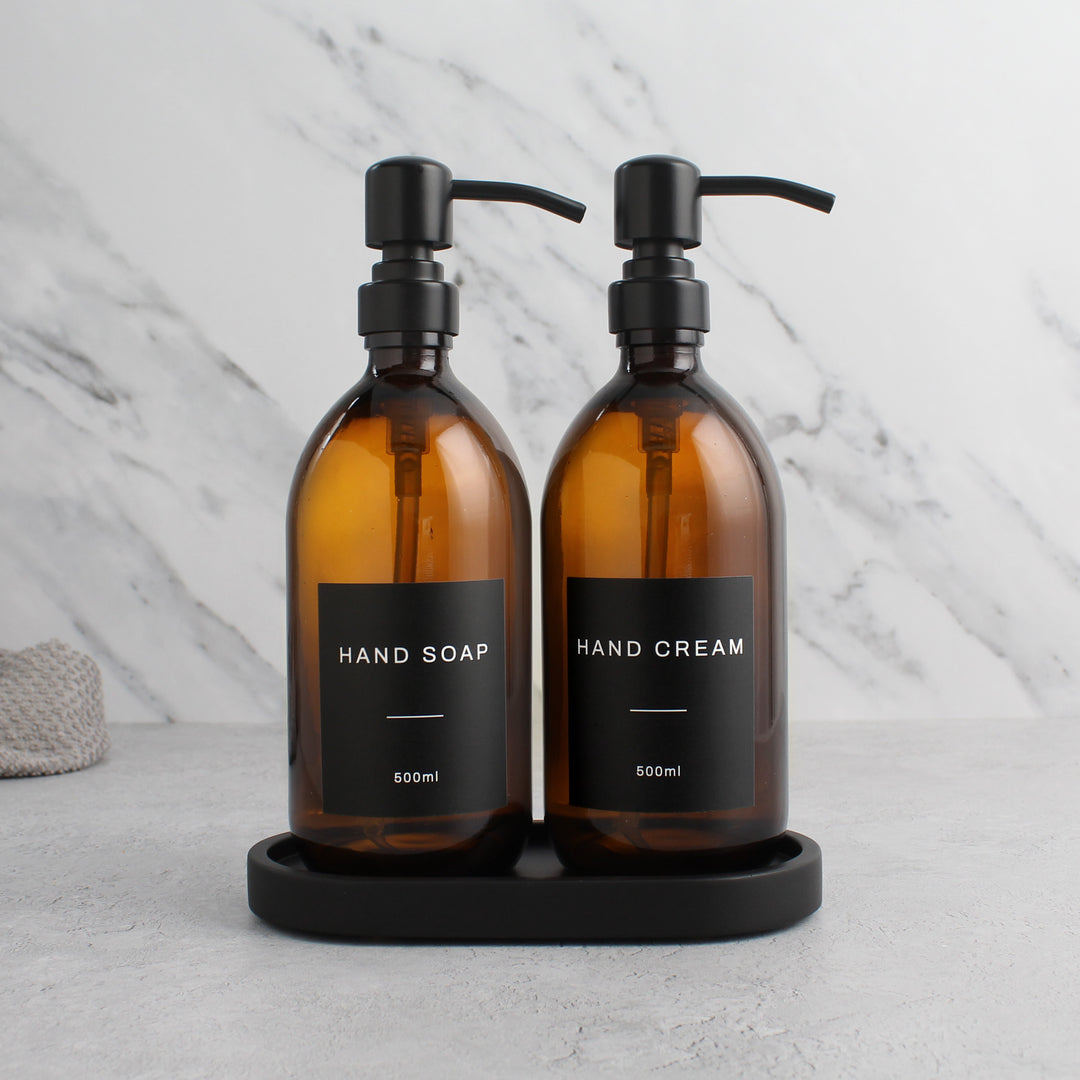 Hand Soap & Hand Cream Amber Glass Set