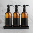 Body Wash, Shampoo & Conditioner Amber Glass Set - Namie Home