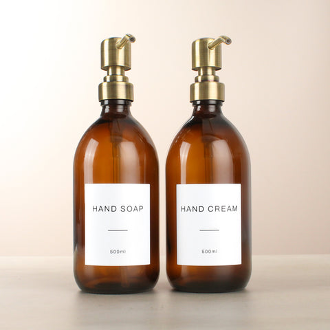 Hand Soap & Hand Cream Amber Glass Set