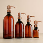 Amber Plastic Dispenser Bottle With Rose Gold Pump - Namie Home