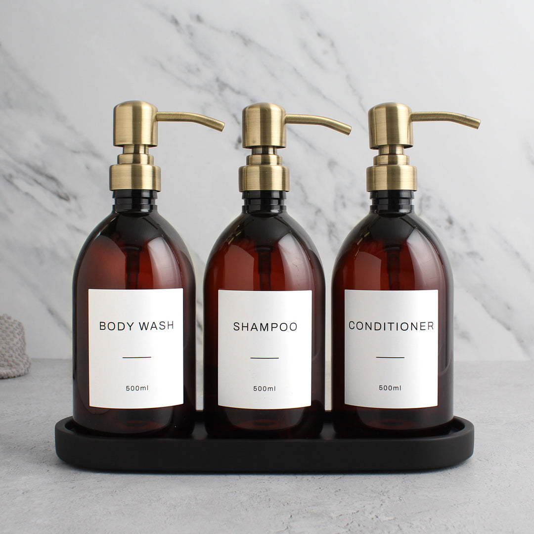 Body Wash, Shampoo & Conditioner Amber Plastic Set