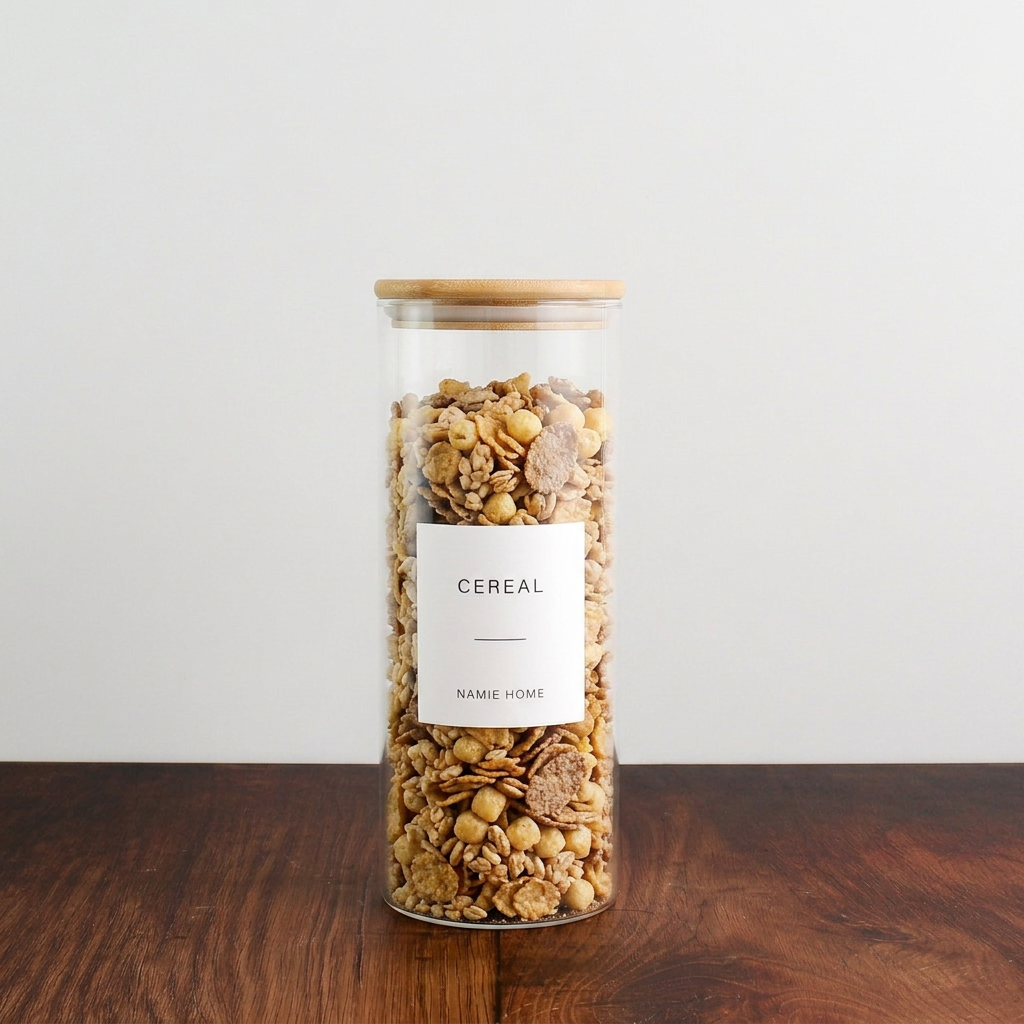 Pantry Storage Jar Set - Bamboo Lids - White Labels - lifestyle