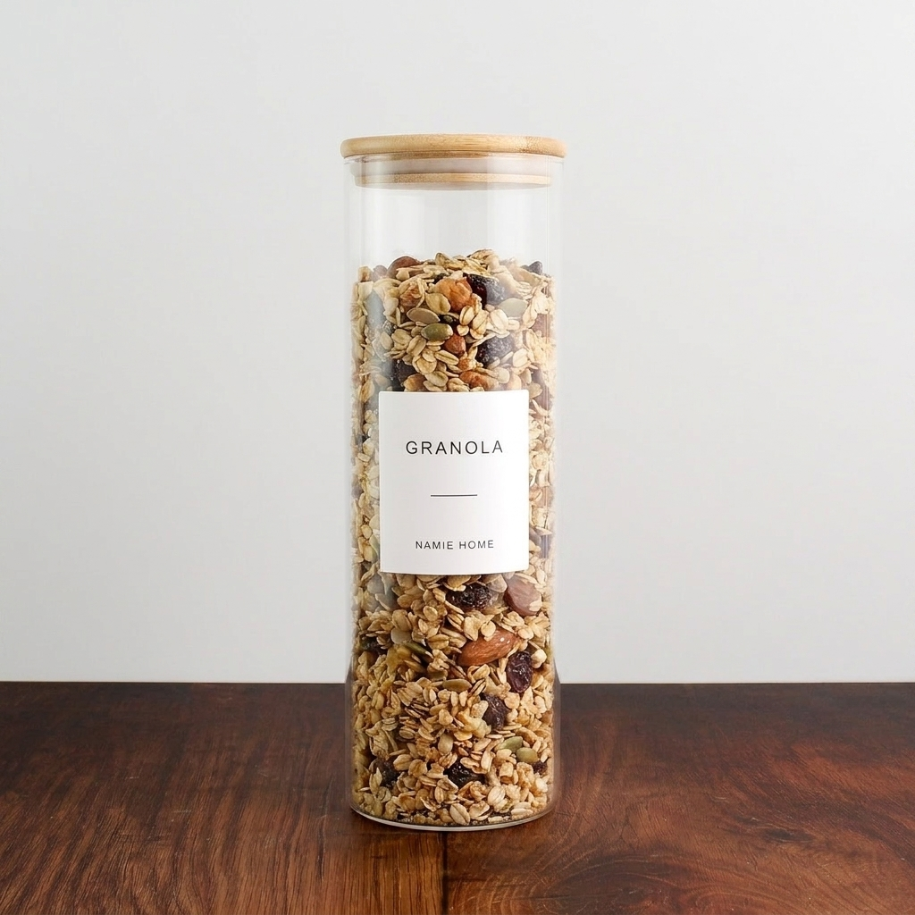 Pantry Storage Jar Set - Bamboo Lids - White Labels - lifestyle