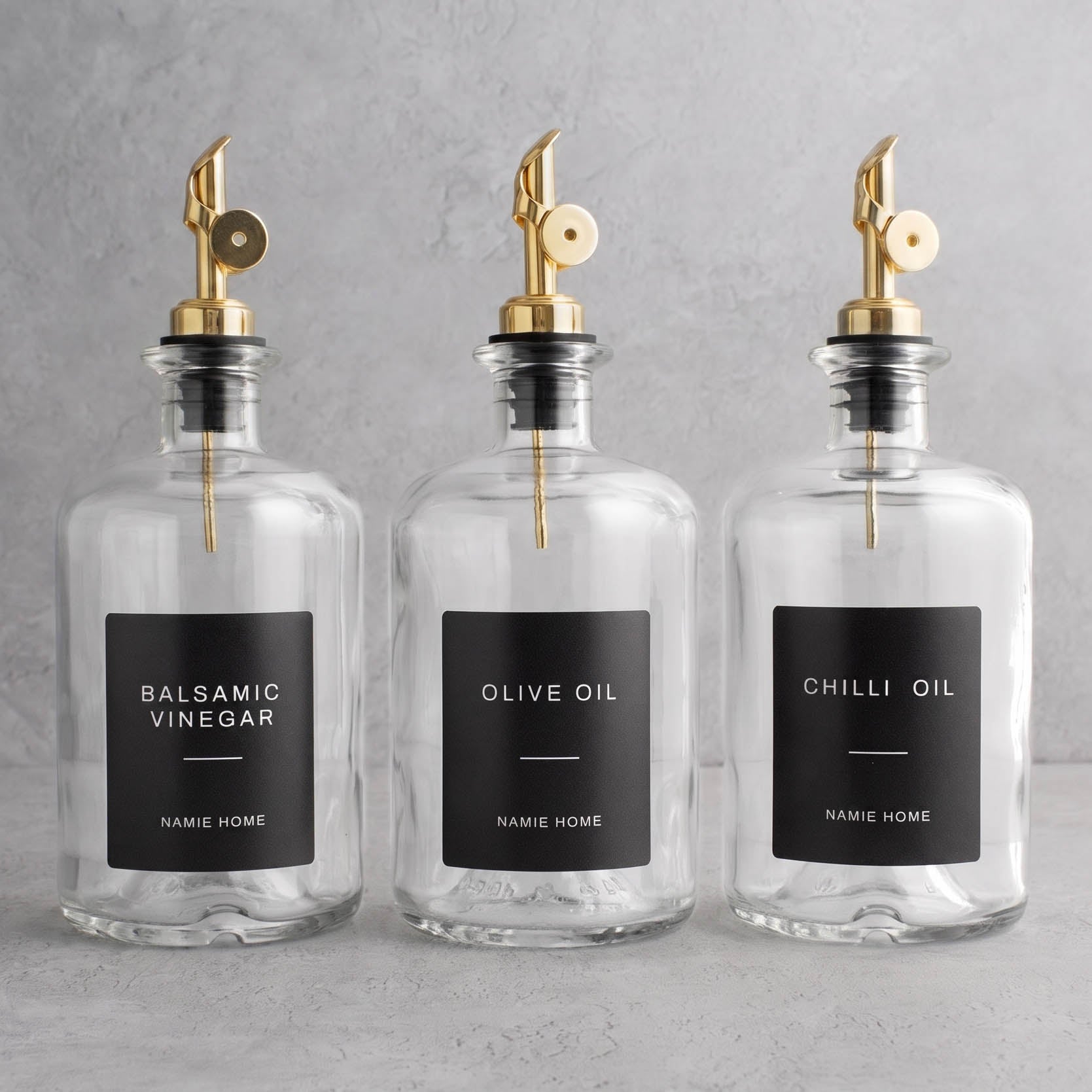 Clear Glass Oil & Vinegar Set of 3