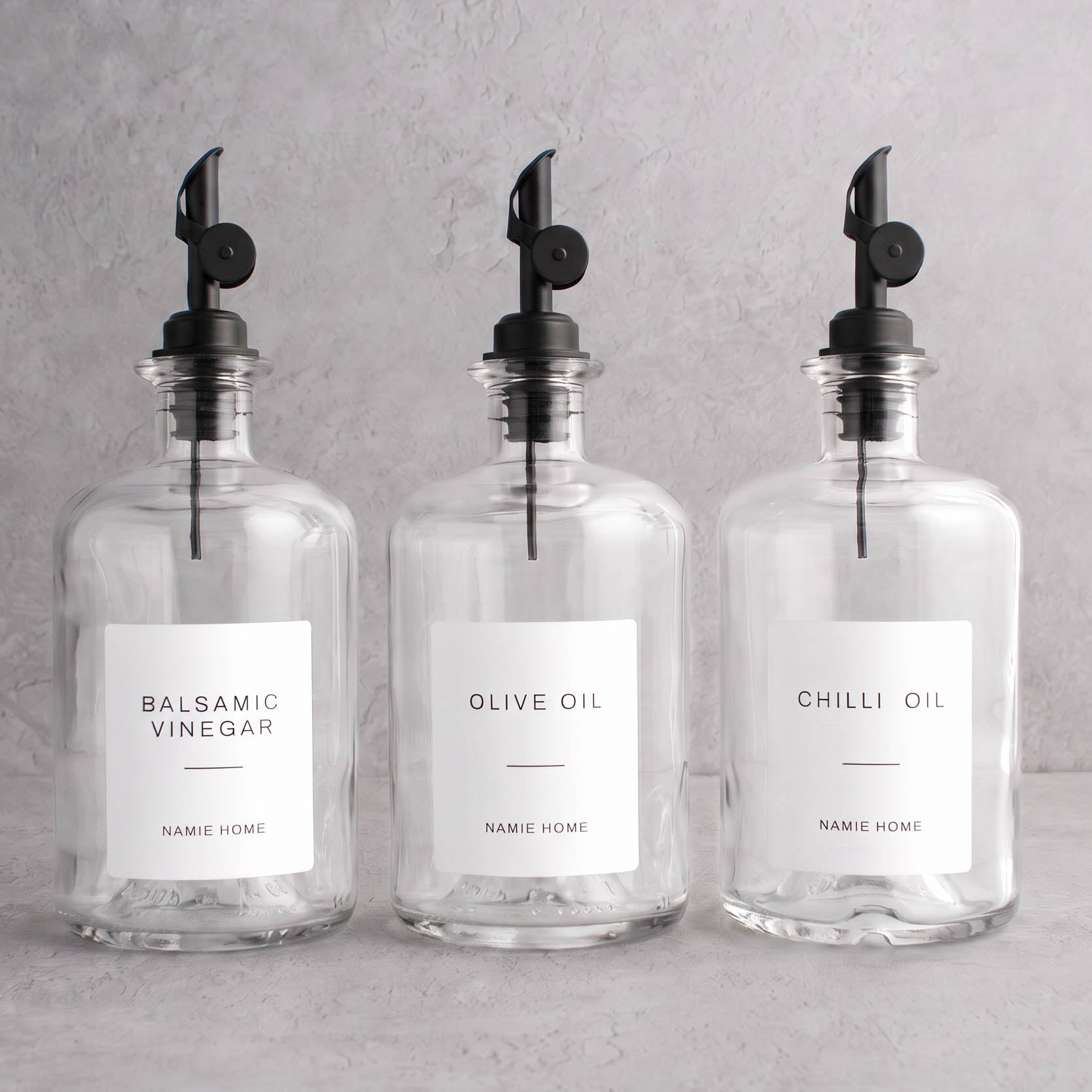 Clear Glass Oil & Vinegar Set of 3
