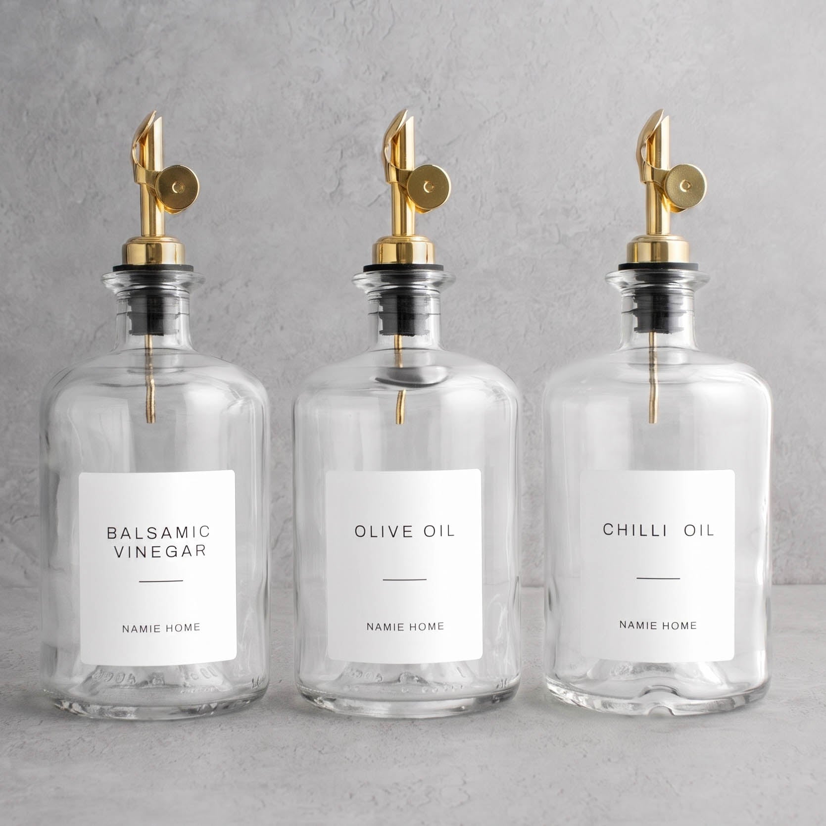 Clear Glass Oil & Vinegar Set of 3