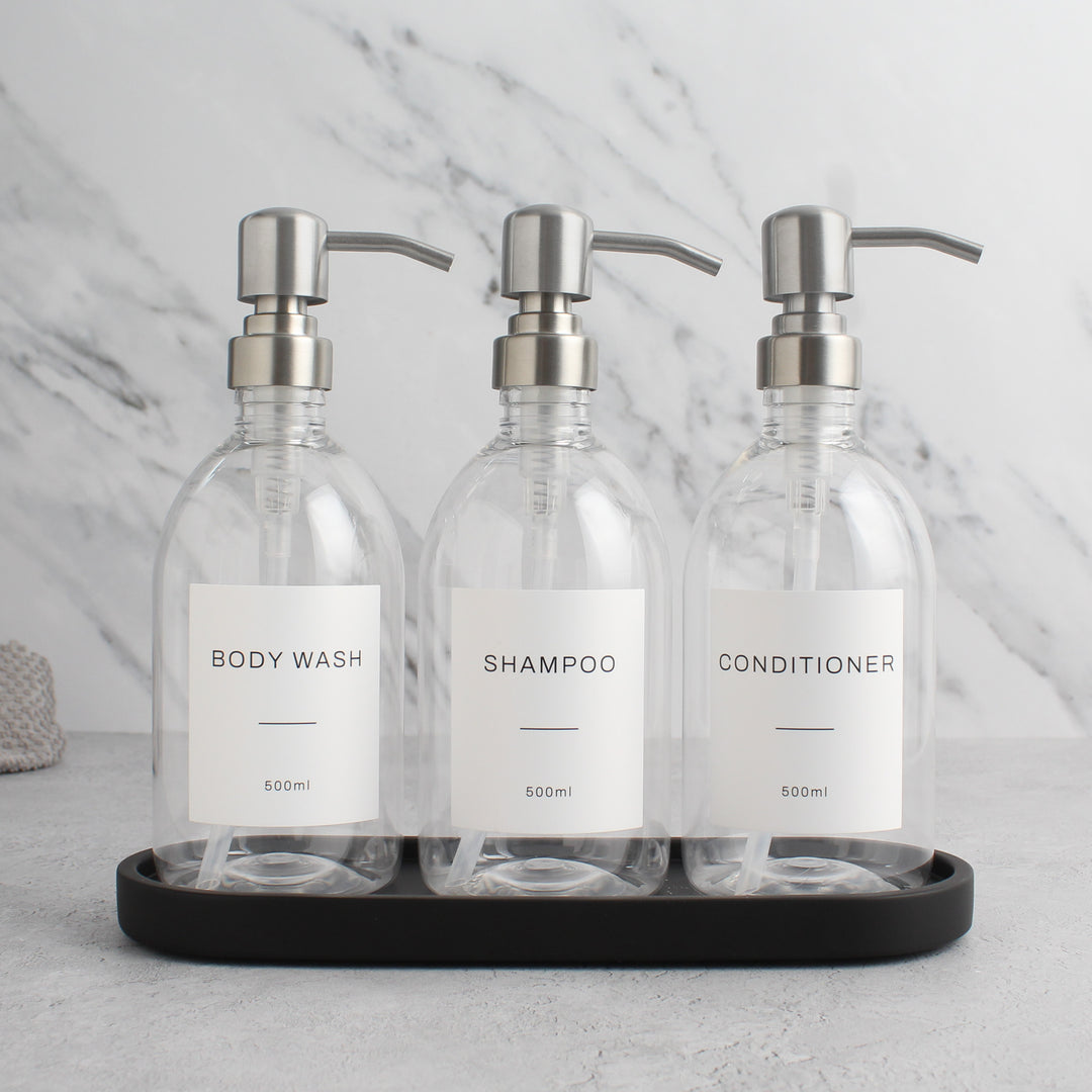 Body Wash, Shampoo & Conditioner Clear Plastic Set