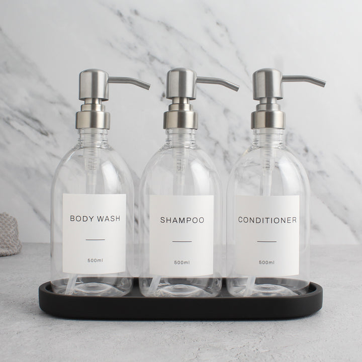 Body Wash, Shampoo & Conditioner Clear Plastic Set