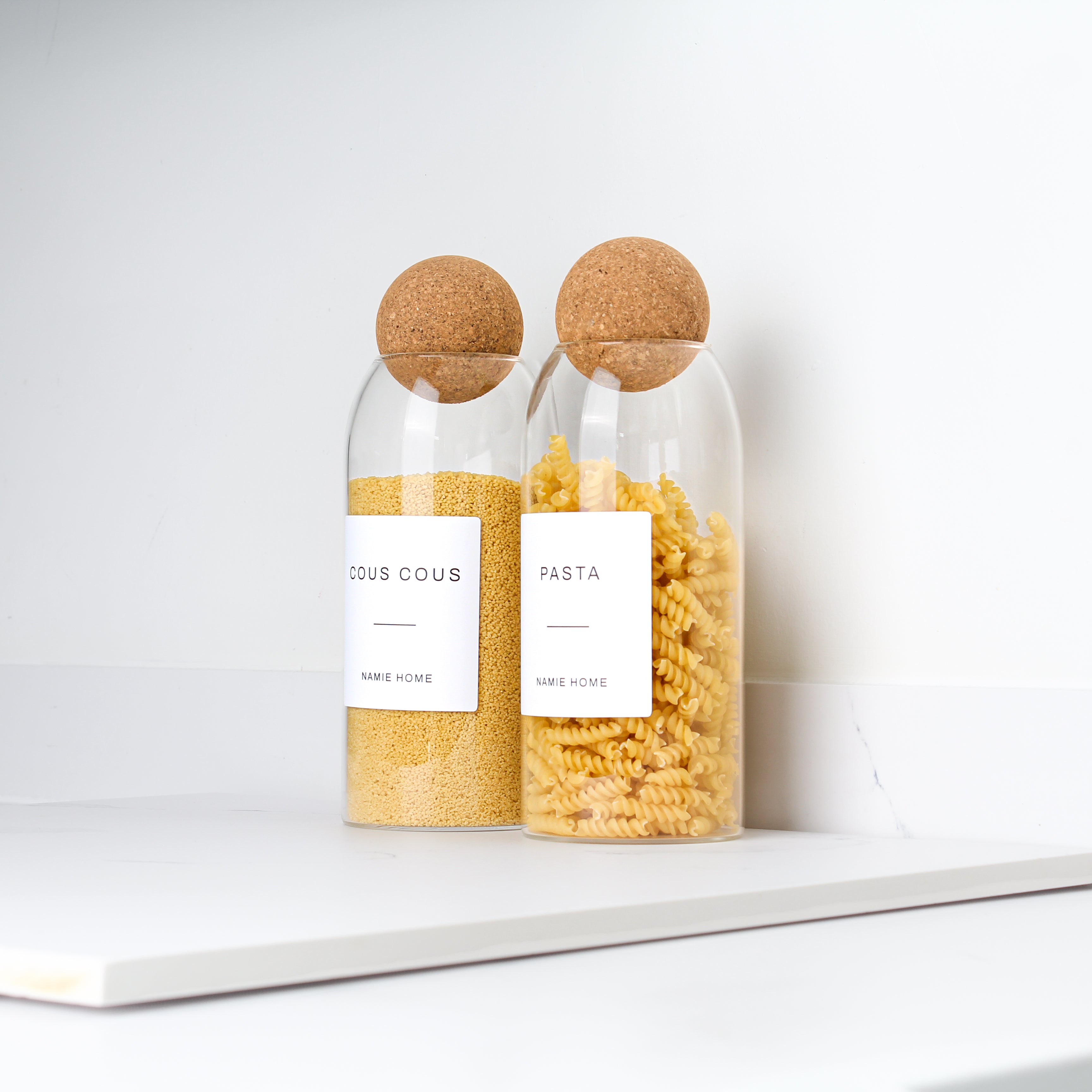 Glass Cork Ball Storage Jar For Pantry - Namie Home