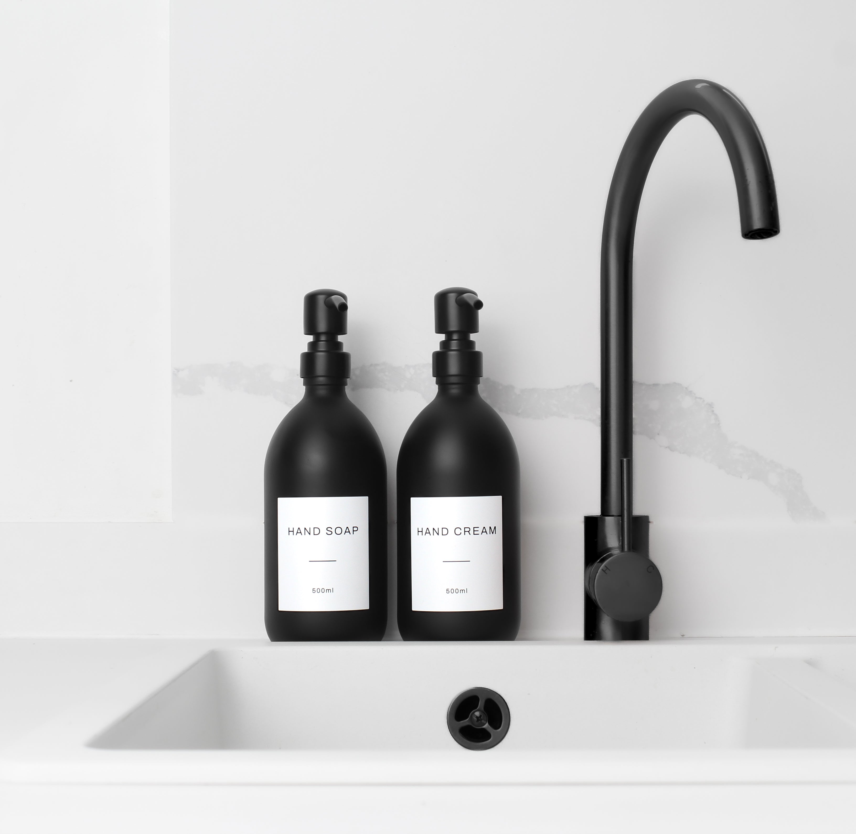 Hand Soap & Hand Cream Matte Black Glass Set - Namie Home