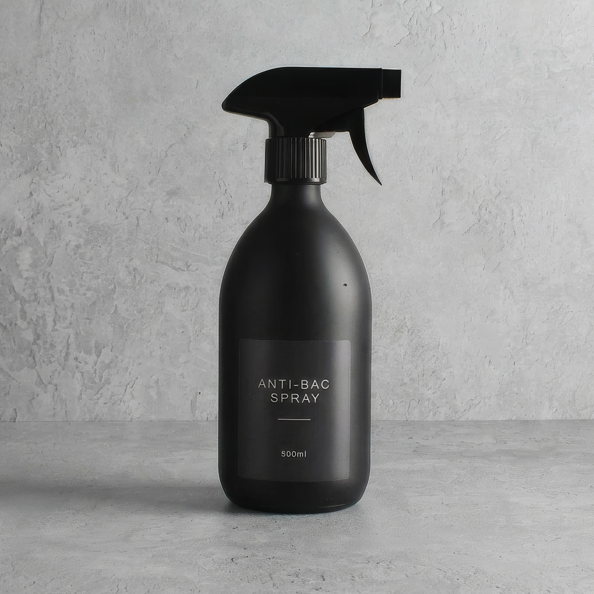 Matte Black Glass Spray Bottle With Label